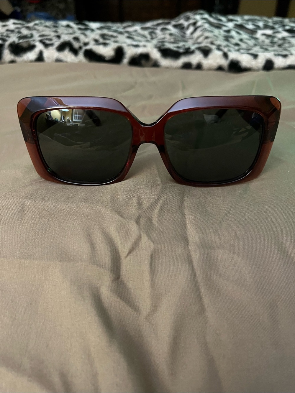 Women’s Celine Brownish/Reddish Oversized Square Sunglasses